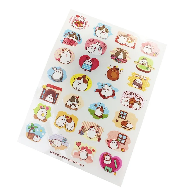 6 Sheets/set Lovely Rabbit Decorative Stickers Kids Home Wall Decor Cute Animal Creative DIY Cartoon Stickers|Наклейки| |