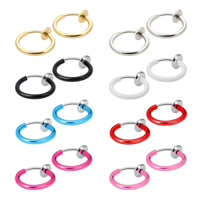 8 Colors 16pcs Клипсы на серьги поддельные серьги не пирсинг весенние серьги для чувствительных ушей поддельные серьги для ушного хряща - Окраска металла: 8 Colors 16pcs