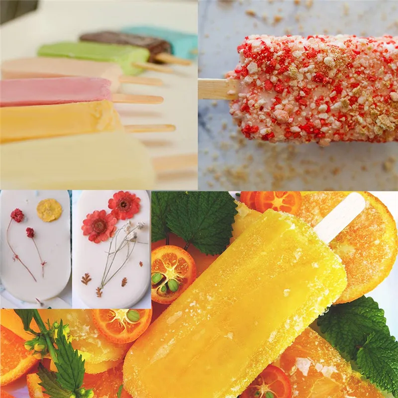 Формы для мороженого из силикона класса пищевых продуктов на 3 отверстия, формы для замораживания мороженого с бесплатными палочками для леденцов.
