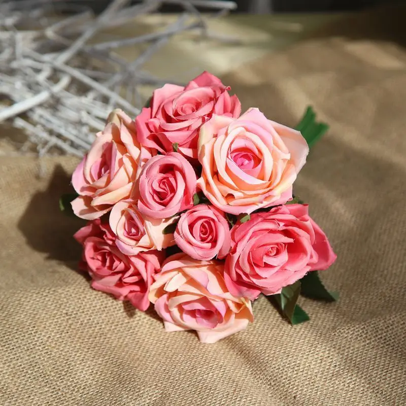 14 Mix Pink 9 букет роз kwiaty fleurs blumen flores para manualidades fiori flor cicek шелковые цветы для украшения дома свадебный цветок - Цвет: 14 Mix Pink