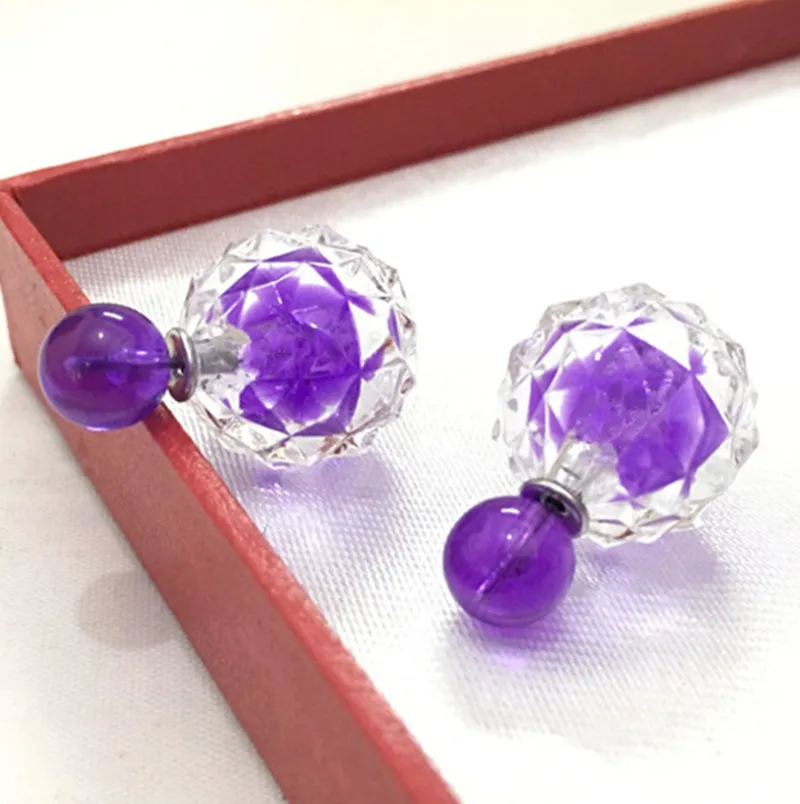 2020 Новое поступление цвета радуги Имитация Кристалл Двойные серьги шарики