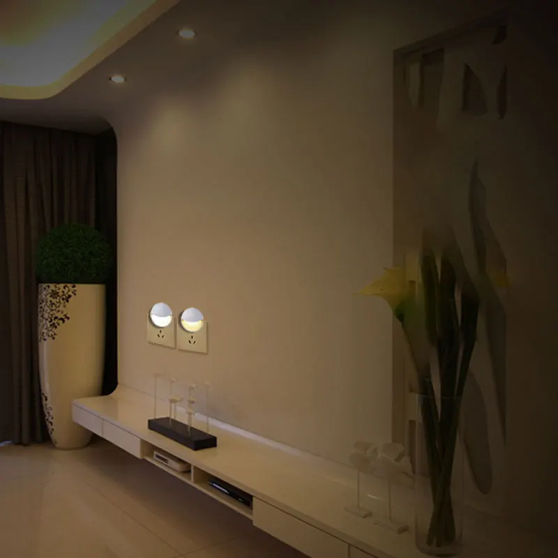 US/EU/AU/UK Plug LED Night Light Lighting Sensor Controlled Wall Socket Light AC110-220V for Bedroom Bedside Night Lamp HA