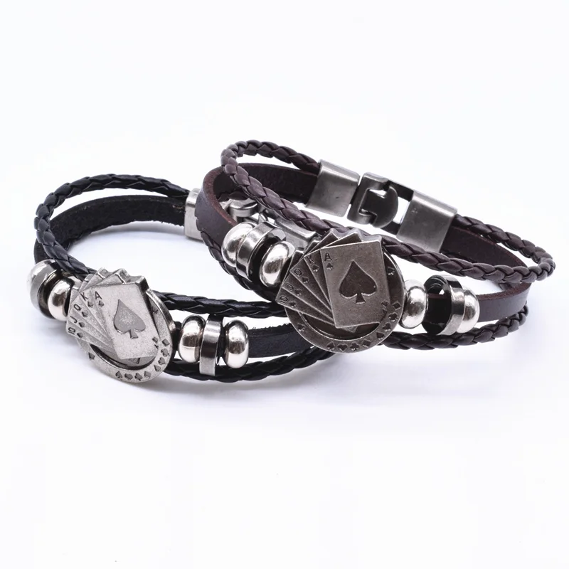 2017 верёвка серфера кожаный браслет дружбы счастливая лопатка прямой флеш покер