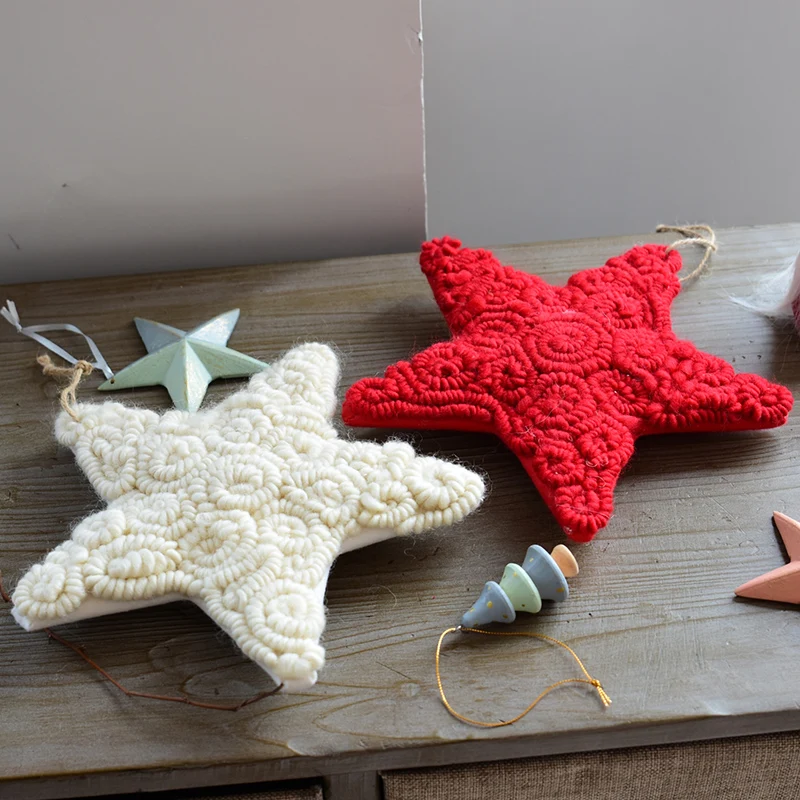 

Free shipping 4pcsWool felt roll five-pointed star for Christmas EVE Christmas tree window decoration or crafts pendant