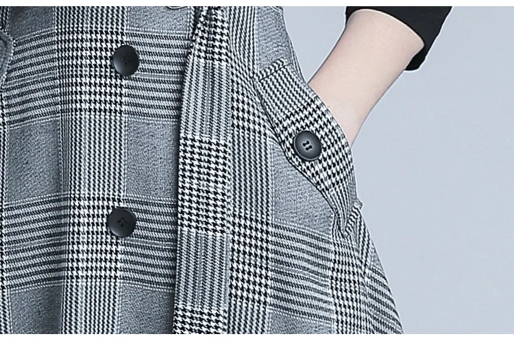 

New Office Lady's Dresses Plaid Patchwork Maxi Long 2019 Aline Sashes Dress Women Three Quarter Sleeves Vestido Elegant Clothing
