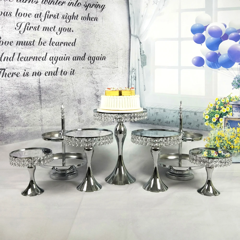 Серебряное зеркало с кристаллами подставка для кекса зеркальное лицо 1/3 яруса