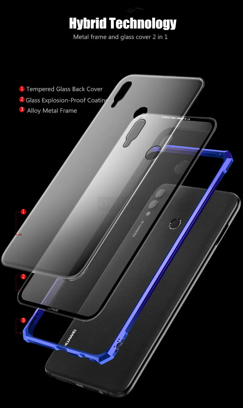OMEVE для huawei Enjoy Max чехол металлический сплав рамка Прозрачная закаленное стекло задняя крышка для huawei Y Max защита телефона от падения Чехол s
