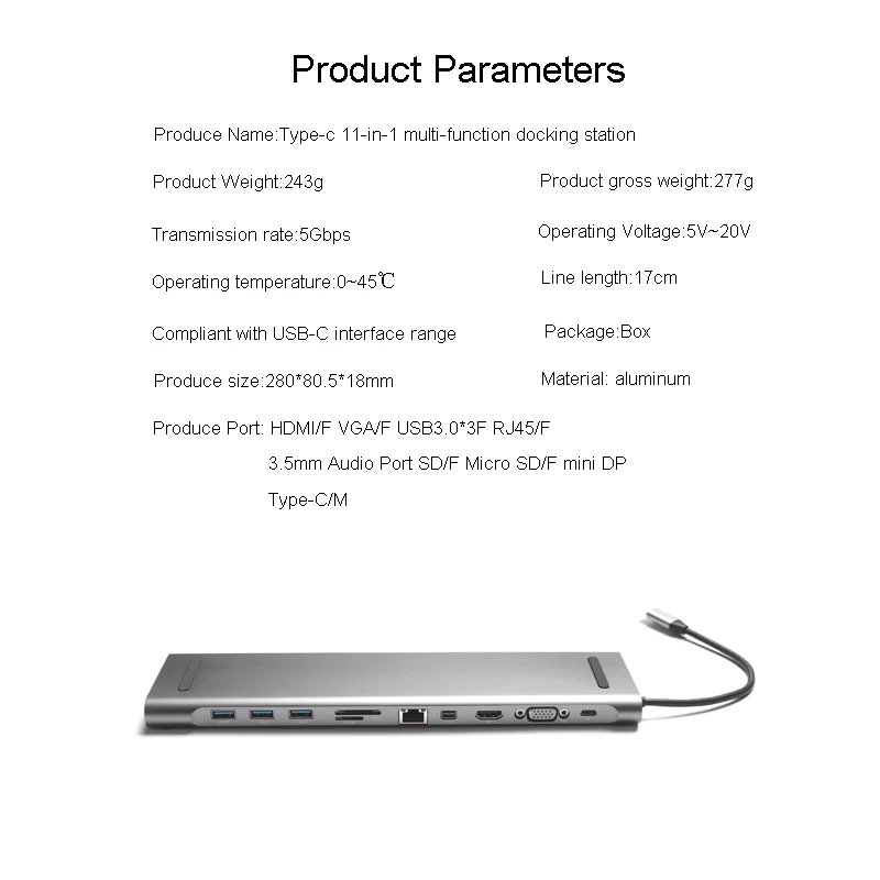 Ingelon многофункциональная 11 в 1 концентратор USB Type C док станция для MacBook алюминий