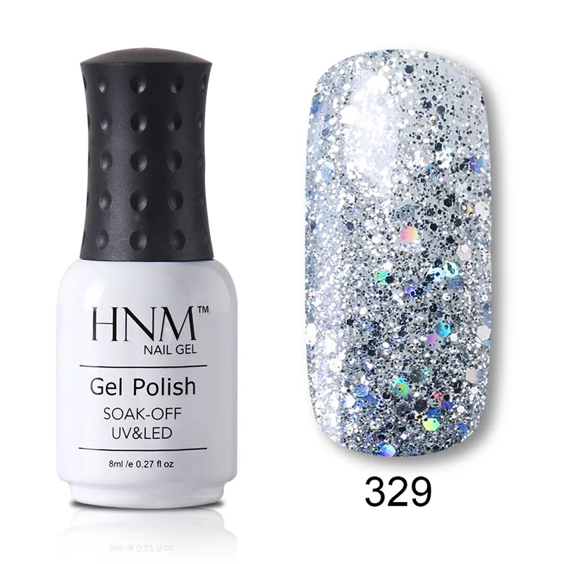 HNM 8 мл блеск Bling чистый цвет УФ-гель для ногтей Полупостоянный для ногтей Маникюр Искусство База Топ Гибридный Гель-лак праймер - Цвет: 329