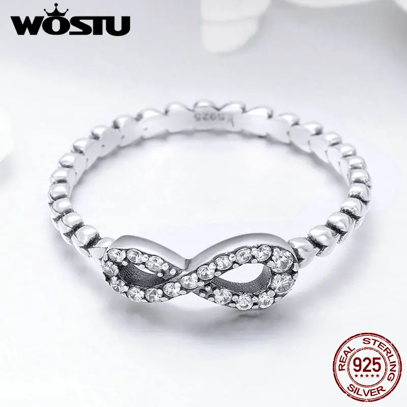 WOSTU, Настоящее серебро 925 пробы, модные кольца бесконечности любви для женщин, женские серебряные ювелирные изделия, подарок для влюбленных FIR414