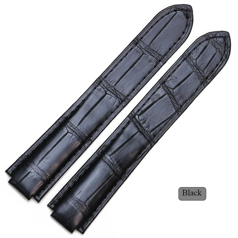 Black with Bulge 12 Pesno подходит для Ballon blc De Cartier Аллигатор кожаный ремешок для часов черный коричневый ремешок из натуральной кожи - Цвет ремешка: Black with Bulge 12