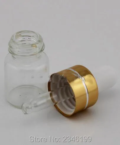 

2ML Essential Oil Bottle, Gold Circle With Line and Plastic Head Dropper, Small Sample Glass Packing Vials, 100pcs/lot
