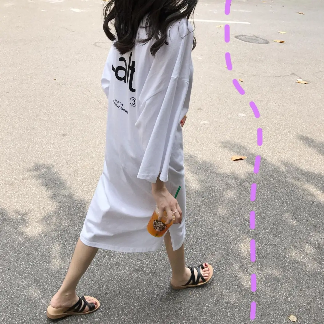 2018 women's wear INS letter printing side split fork long T-shirt loose dress tide. | Женская одежда