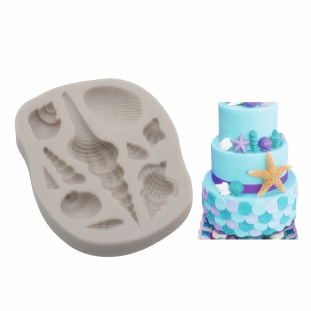Силиконовая форма в виде ракушек для украшения торта из мастики и сахарной