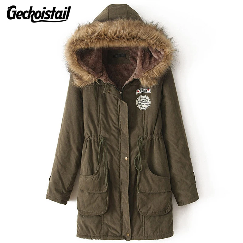MoYan парки Для женщин пальто мода осень теплые зимние куртки меховой воротник