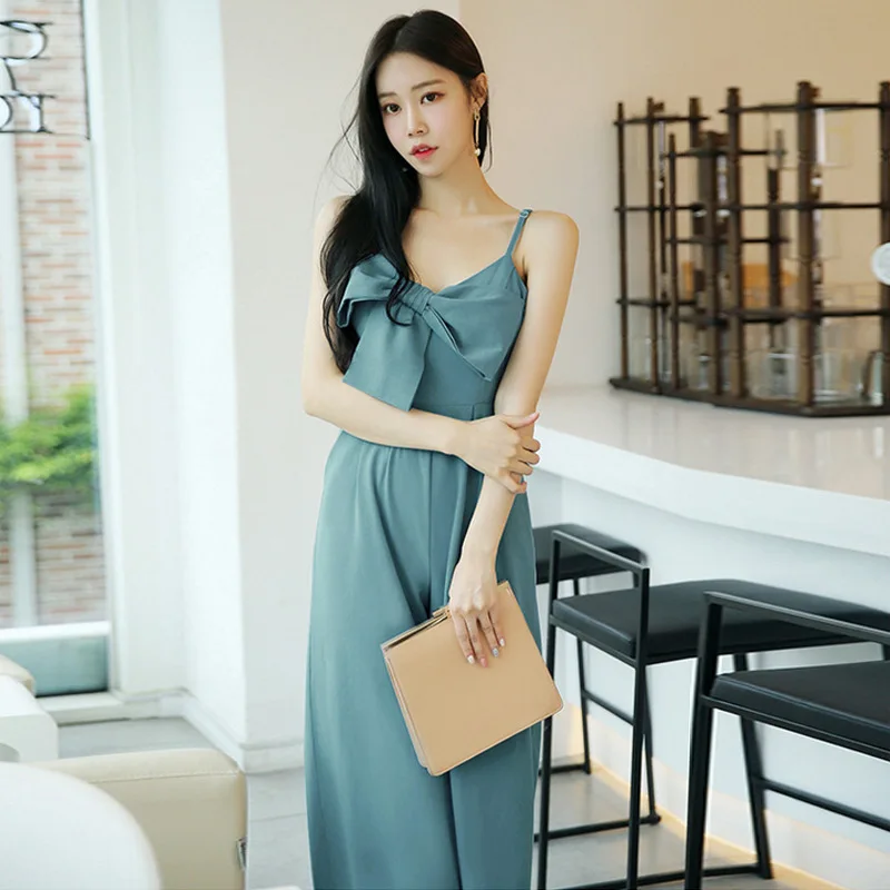 Женские однотонные комбинезоны без рукавов с v образным вырезом и бантом