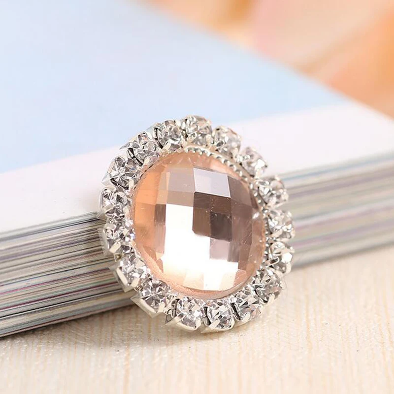 50 шт 20 мм серебряное покрытие очаровательные Свободные Стразы круглая кнопка со