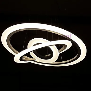 

LED Modern Design Dimmable Remote control Led Pendant Light 3 Rings Frosted Acrylic Metal White Painting 90-240V