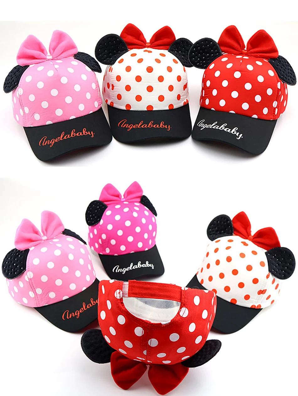 Шляпка для Девочки уши Микки бант узел дети Snapback мальчик демисезонная бейсболка Beanie ведро Кепка s Осень Дети мальчики девочки шляпа от солнца