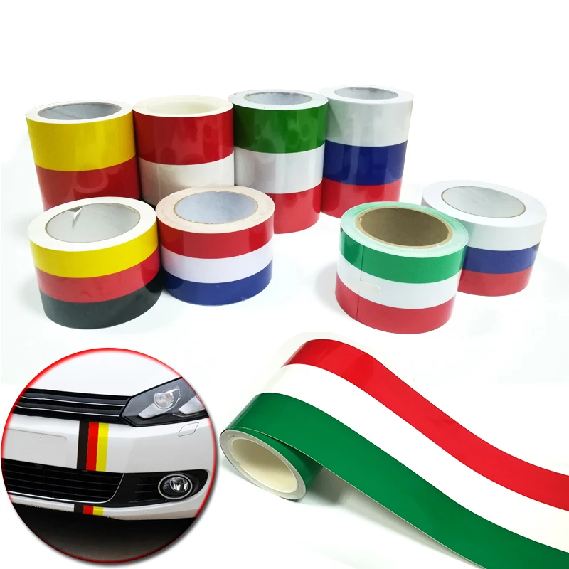 

Car-styling 7.5cm/15cm*100cm German France Italy Flag Stripe Decal Bumper Car Body Stickers For BMW Kia Lada etc.