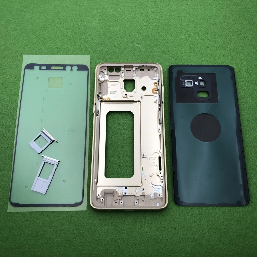 Для Samsung Galaxy A8 A530 A530F средняя передняя рамка полный корпус задний корпус под светодиод рамка Задняя стеклянная крышка чехол Дверь