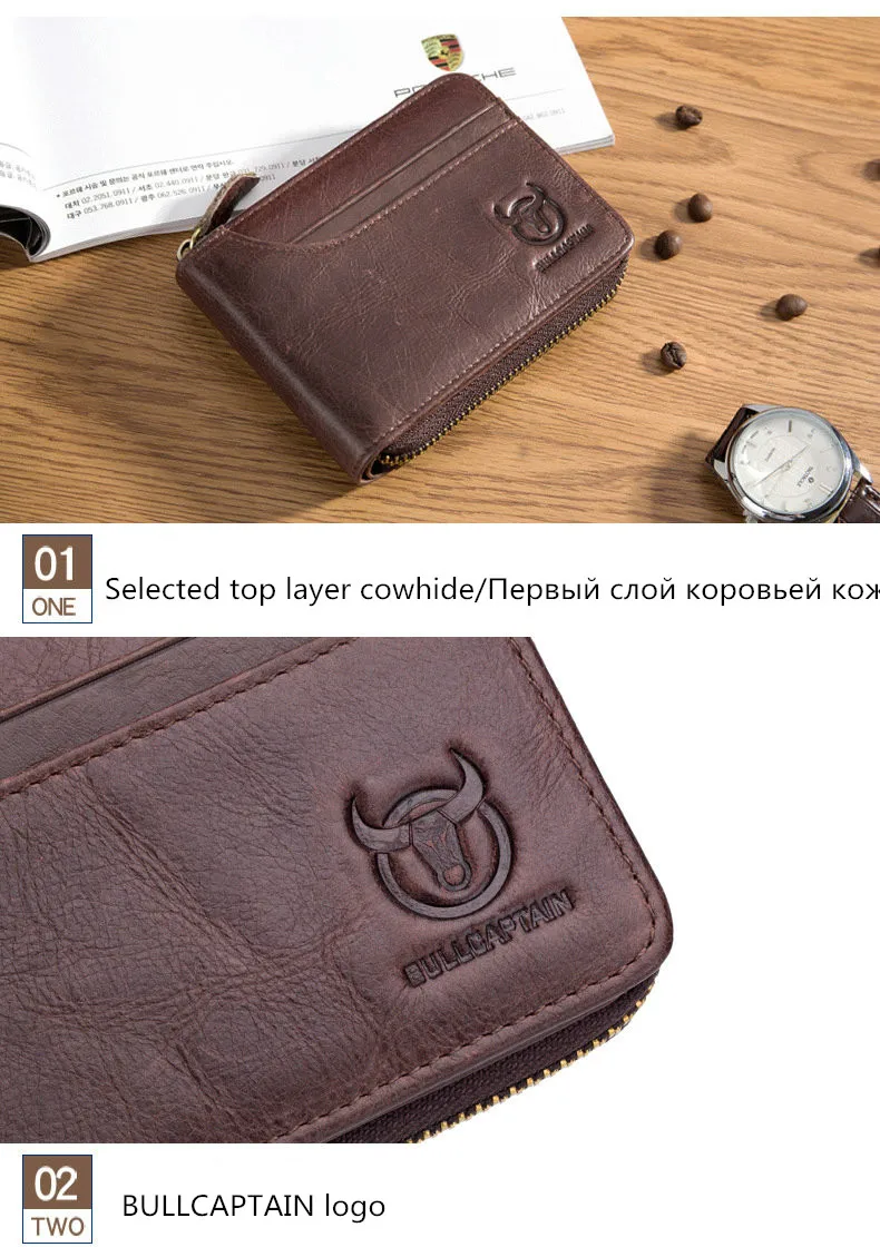 BULLCAPTAIN, винтажный кожаный маленький кошелек на молнии, отделение для монет, кошелек, держатель для карт, мужские кошельки, деньги, Cartera Hombre, сумка, мужской клатч