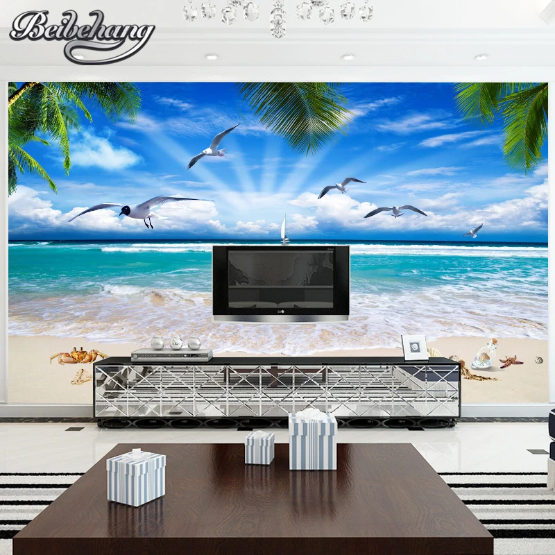 Фотообои Beibehang на заказ 3D обои с видом пляж море для гостиной спальни стен 3 d papel de