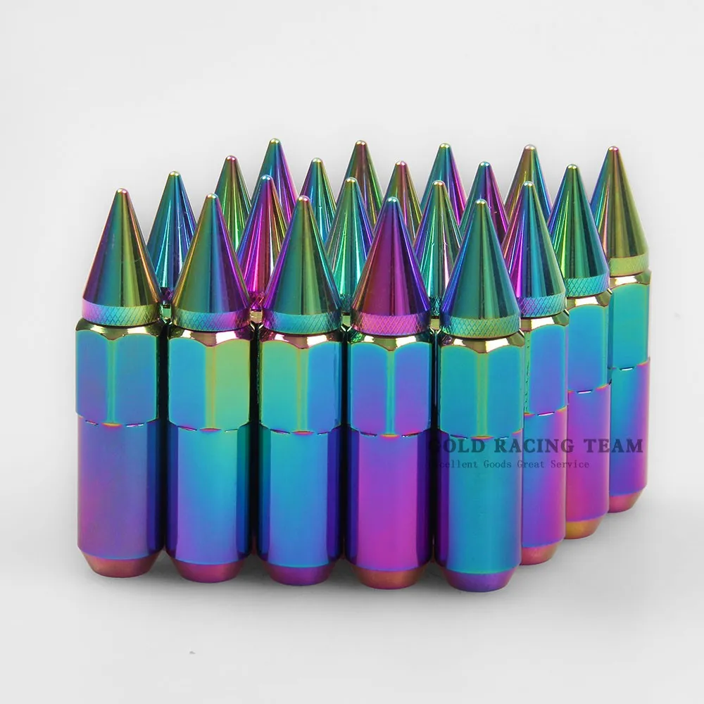 GRT 60 мм Neo Chrome колеса автомобиля Гайки 12x1.5/1.25 рифлёная wtih шип болты Гайки|lug nuts|wheel