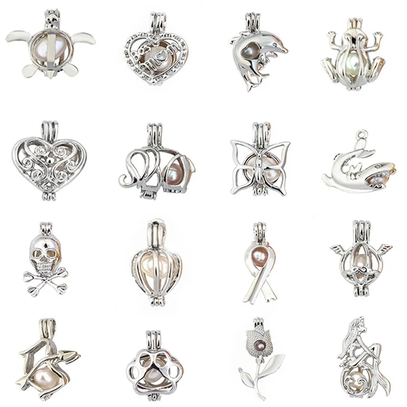 Серебряная жемчужная клетка Ювелирная фурнитура медальон &quotСлон&quot кулон