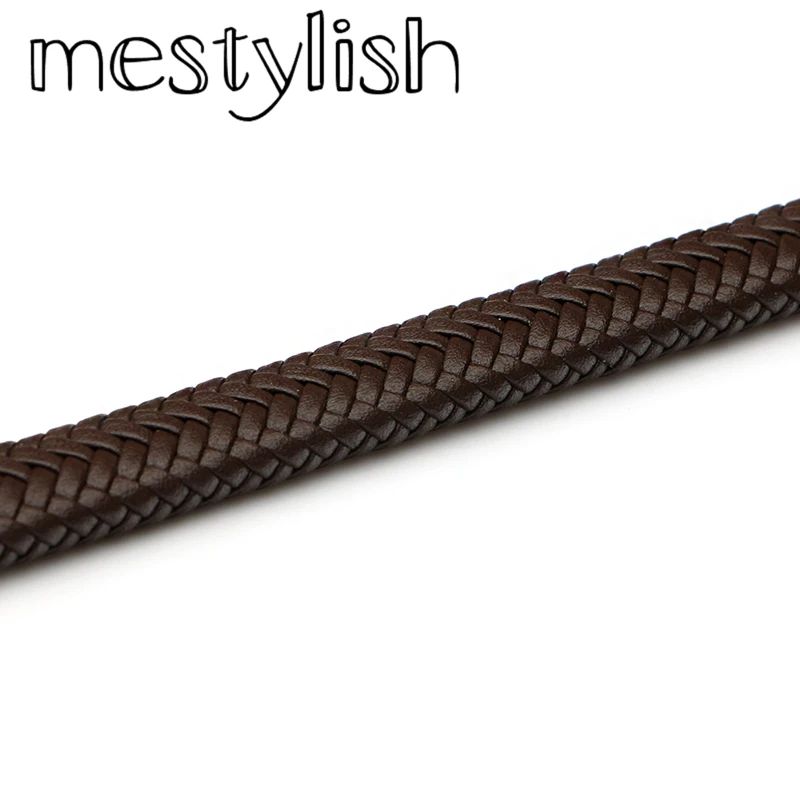 Mestylish 12*6 мм Плетеный кожаный шнур веревка плоский черный коричневый подходит для