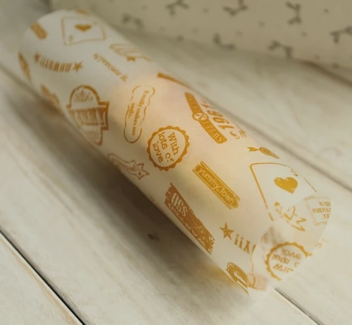 200 желтая вощеная бумага с логотипом покрытием защитой от жира для сэндвичей