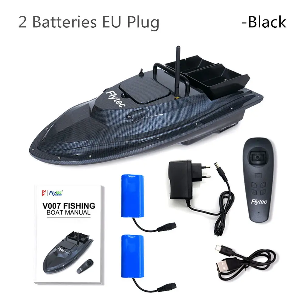 Flytec RC лодка V007 2011-5 обновленная версия умная Цифровая автоматическая Частотная Модуляция Дистанционное радиоуправление устройство рыболовный инструмент - Цвет: Black EU 2Batteries