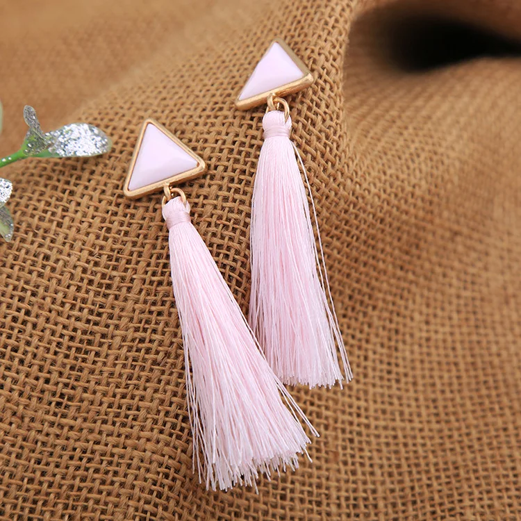 AB-ed00622b/TRACYSGER/ female geometric triangle tassel earrings | Украшения и аксессуары