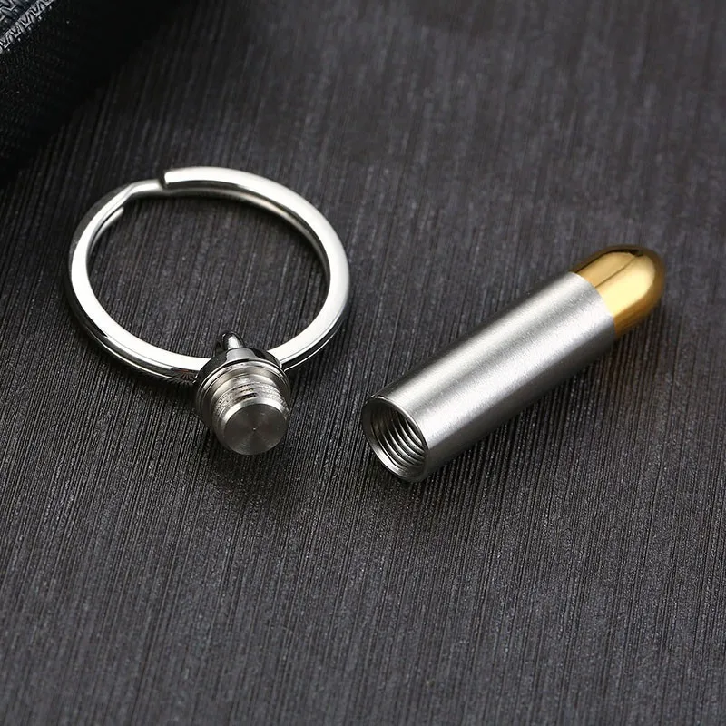 10mm Bullet Keychain Stainless Steel Two Tone Special Nickel Locked Groomsman Birthday Jewelry