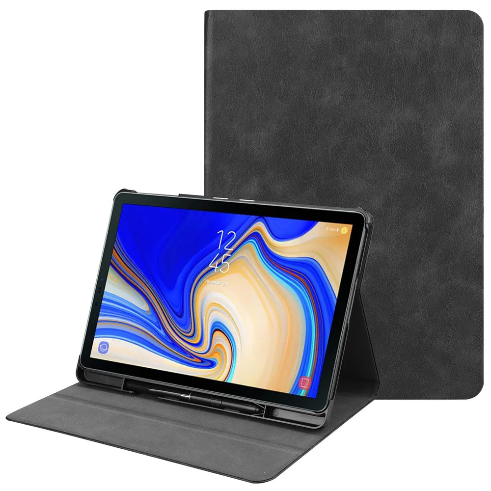 Кожаный чехол для Samsung Galaxy Tab S4 10 5 дюймов 2018 Wake/Sleep Тонкий с держателем ручки