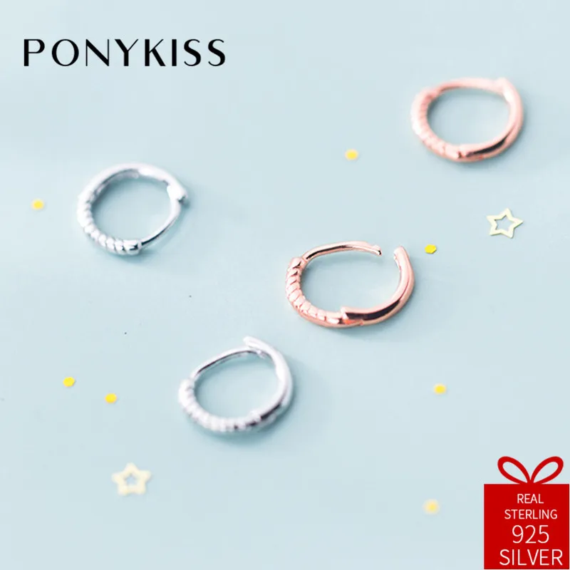Женские блестящие серьги кольца PONYKISS модные из стерлингового серебра S925 пробы