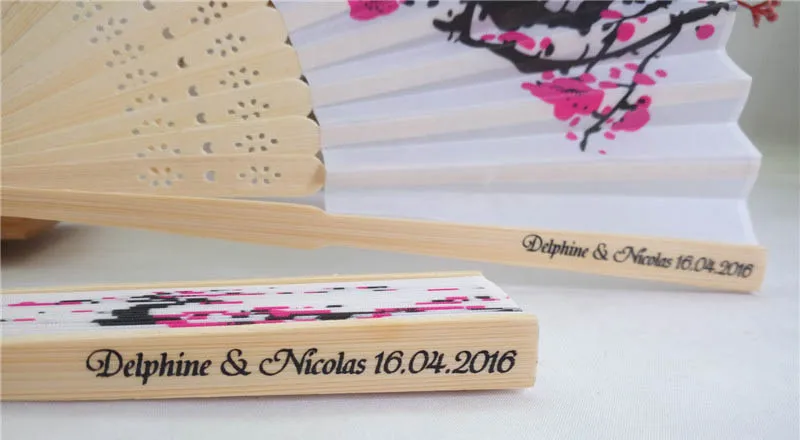 Бесплатная доставка 100 шт. персонализированный Шелковый веер с цветком вишни