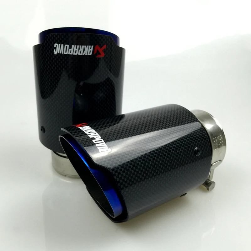 1 шт. Универсальный Akrapovic углеродное волокно с голубым покрытием выхлопной трубы автомобиля задний наконечник углеродного волокна глушитель наконечник