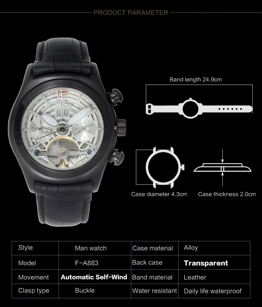 Forsining выпуклая стеклянная стильная Tourbillion 3D дизайнерская Натуральная кожа ремешок мужские часы лучший бренд класса люкс автоматические часы