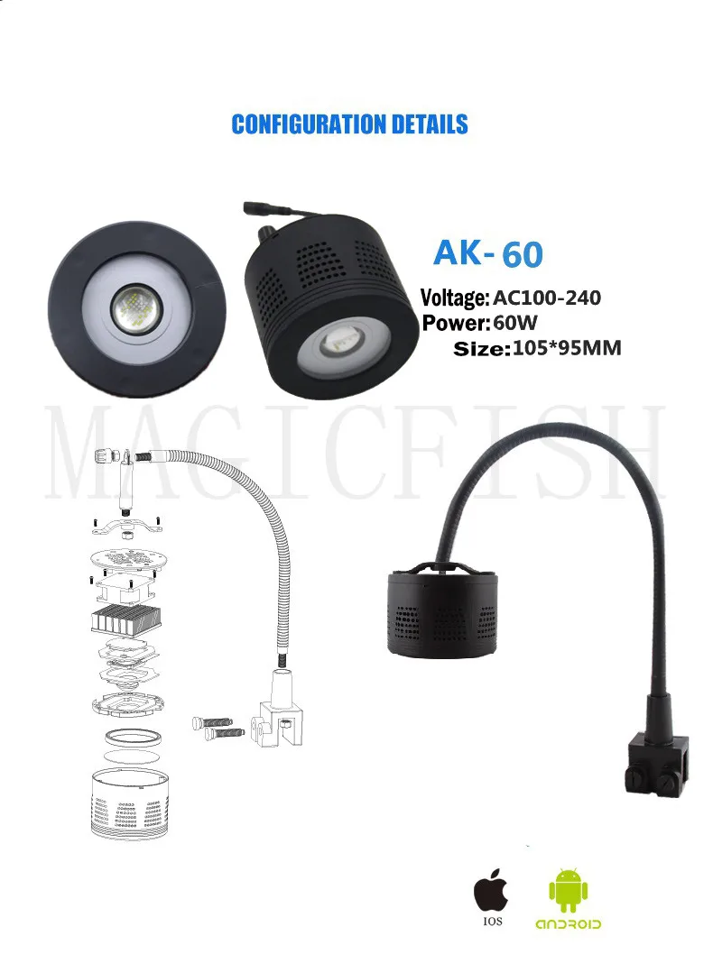 Jebao Jecod AK60 AK80 AL150 Clip-on Стиль плотная матрица аквариум SPS морской аквариум Коралловый рифовый светодиодный светильник AK-60 AK-70 AL-150