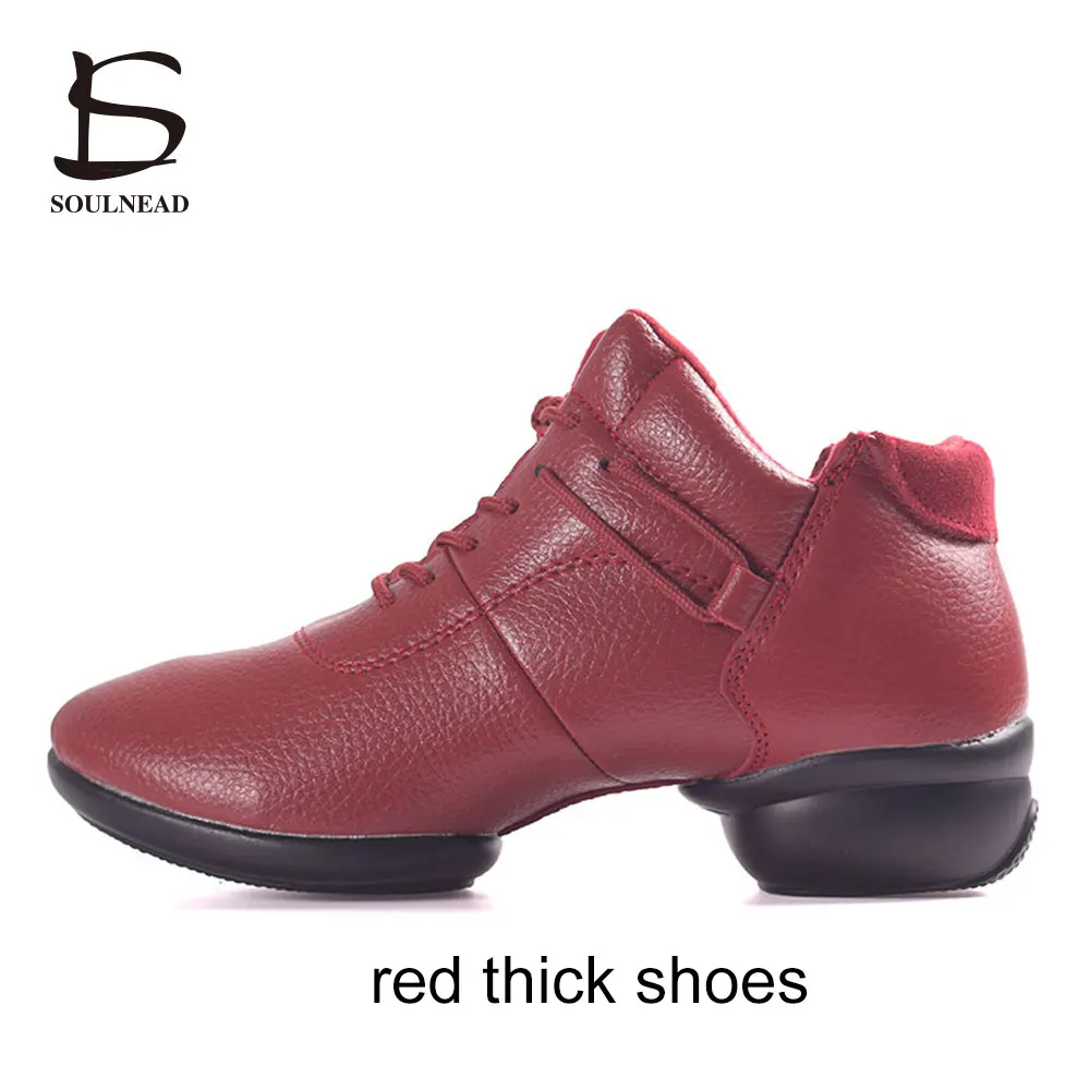 Red with thick Женские Танцевальные Кроссовки; обувь для мужчин и девочек; современная танцевальная обувь; Zapatillas Jazz; Танцевальные Кроссовки в стиле хип-хоп; Женская Осенняя обувь - Цвет: Red with thick