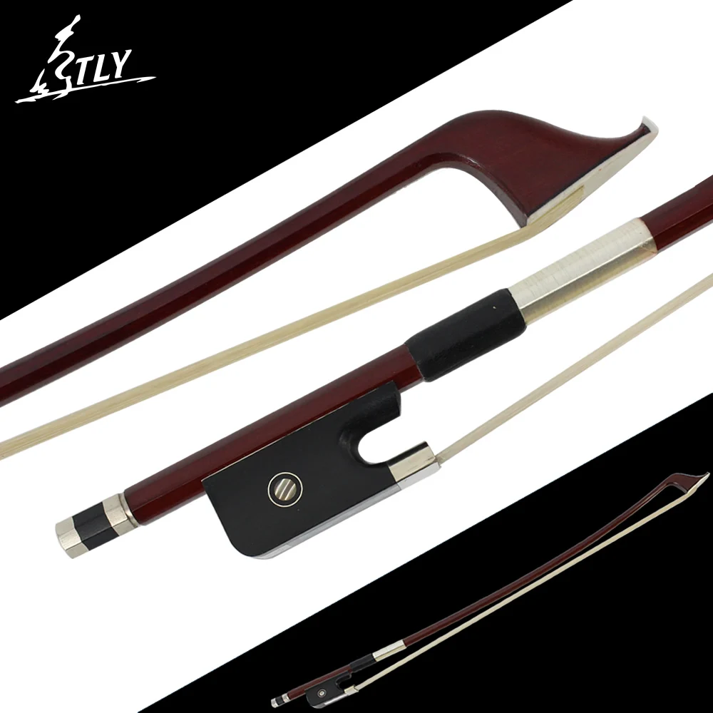 Factory Store High Quality Brazilwood  Double Bass Bow 4/4 Horsehair Ebony Frog Colored Shell