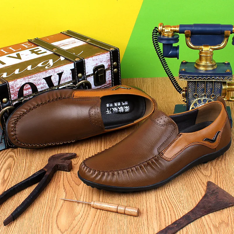 

28-67 Genuine Leather Men Shoes Casual Moccasins Men Loafers Slip On