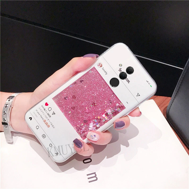 Блеск динамическая жидкость чехол для huawei P Smart плюс Y5 Y6 P20 P30 Коврики 20 Lite Nova 3i 3 4 Y9 Honor 8X 7A 7C Pro крышка