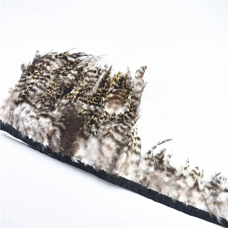 Высокое качество 1 ярд натуральный серый петух шиншилла седло перо лента Trim10-15cm Diy