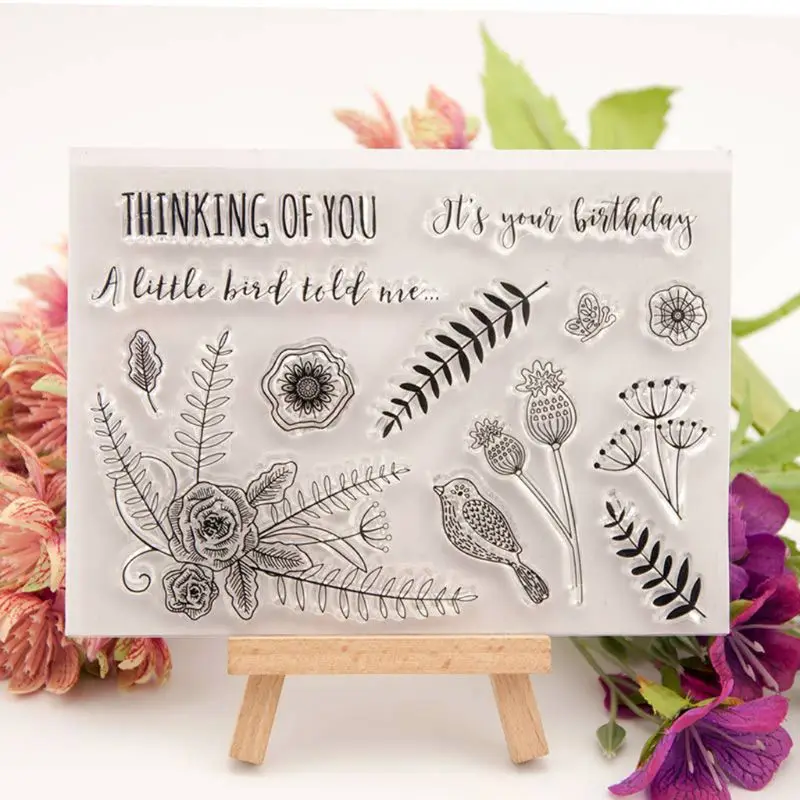 Цветок Птица силиконовый прозрачный штамп печать DIY Скрапбукинг тиснение альбом