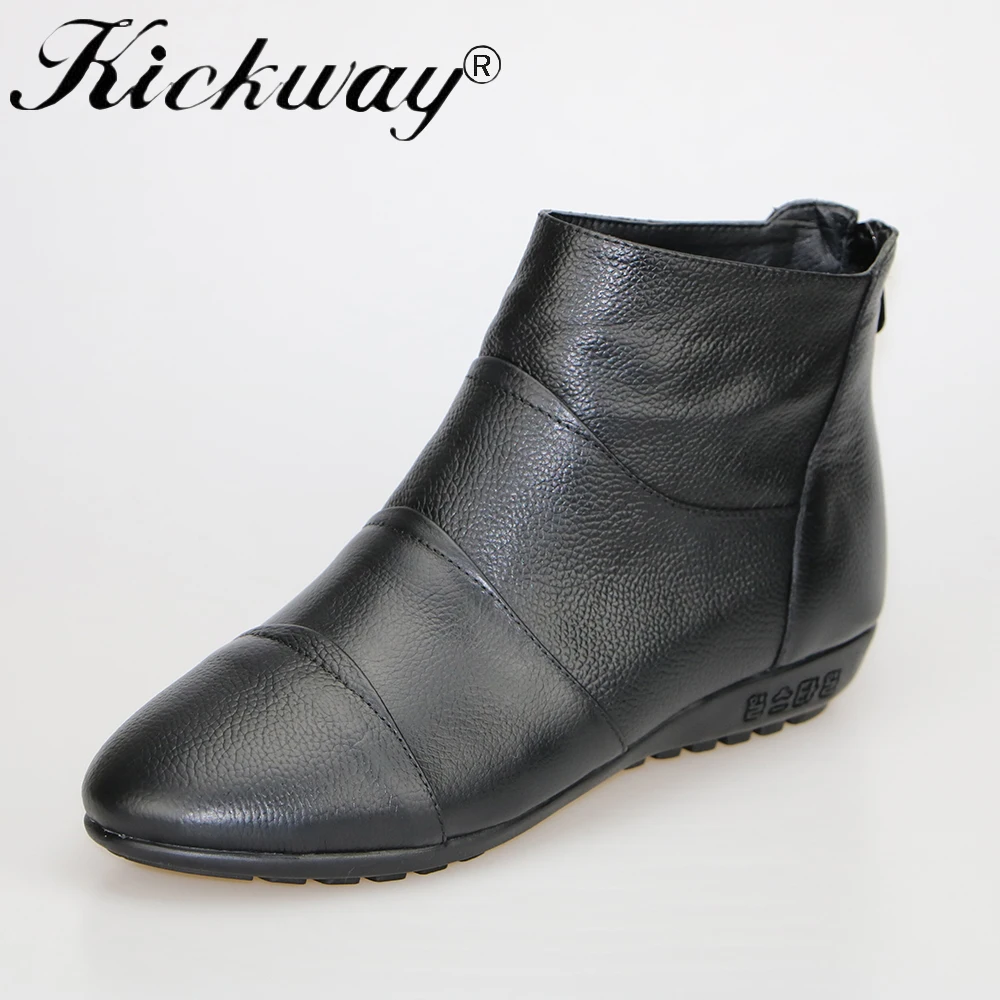 2018 Модные женские ботильоны Обувь из натуральной кожи Женская обувь черного