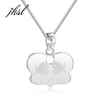 jhsl brand fine jewelry real s925 sterling silver female girls women necklace small pendant fish and love theme