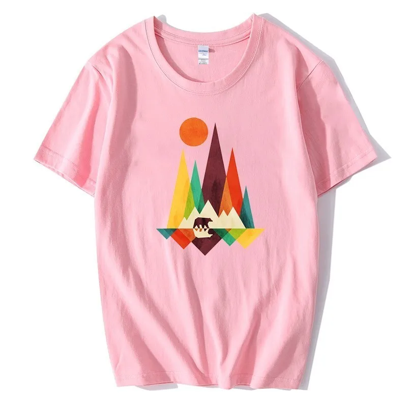 Диких приключений медведь гора принт Для женщин леди девушка футболка 2018 хип поп