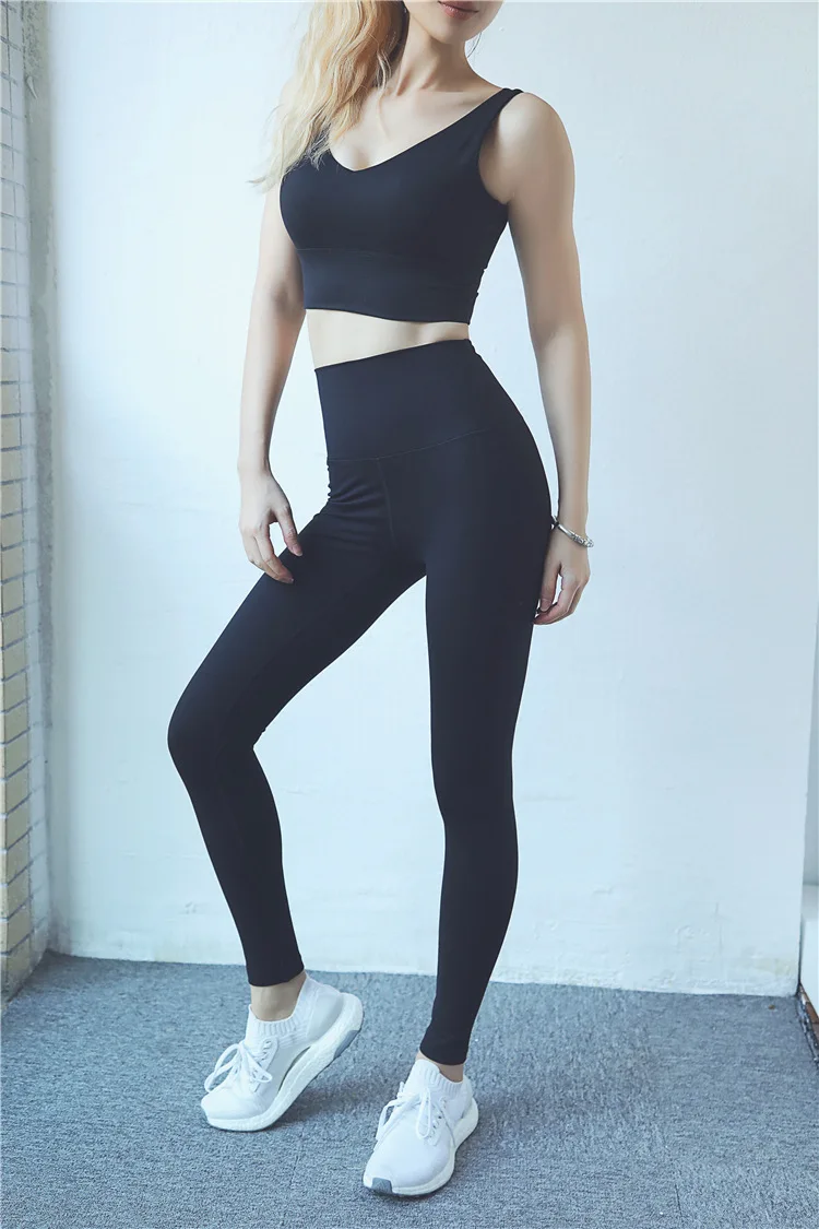 Спортивные Леггинсы для женщин эластичные простые колготки бега и фитнеса с